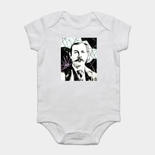 Arthur Conan Doyle Black and White Portrait | Arthur Conan Doyle Artwork 4 Baby Bodysuit